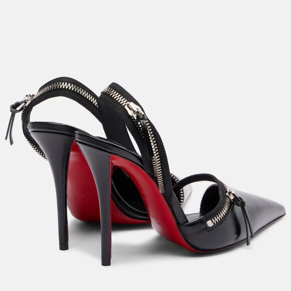 Christian Louboutin SLINGYZIP 100 Slingback Zip Heels Sandals Pumps Shoes - Picture 3 of 16